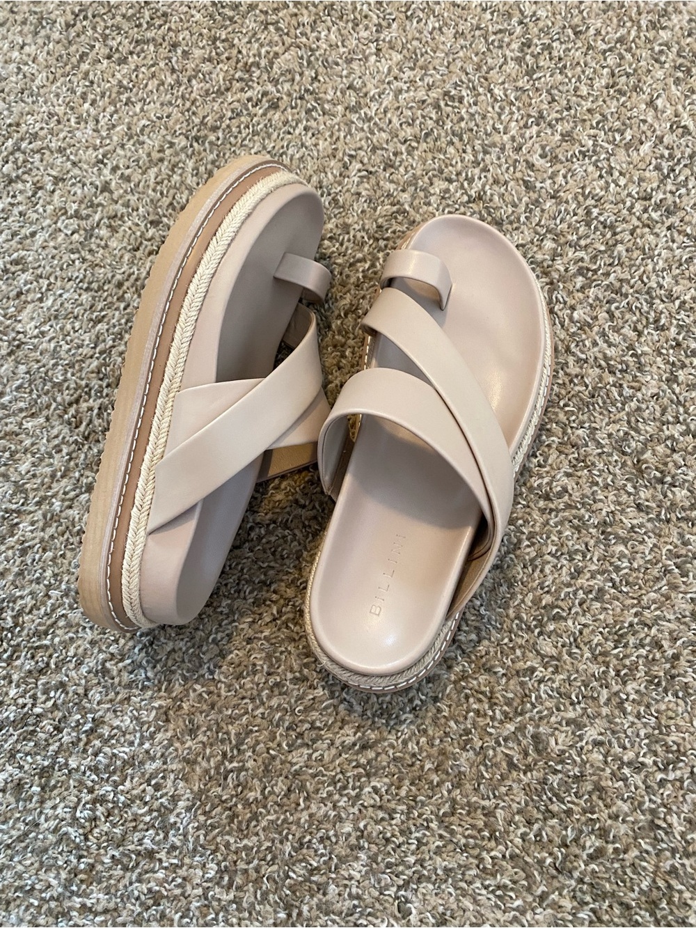 Billini Blush Beige Platform Crossover Slide Sandals